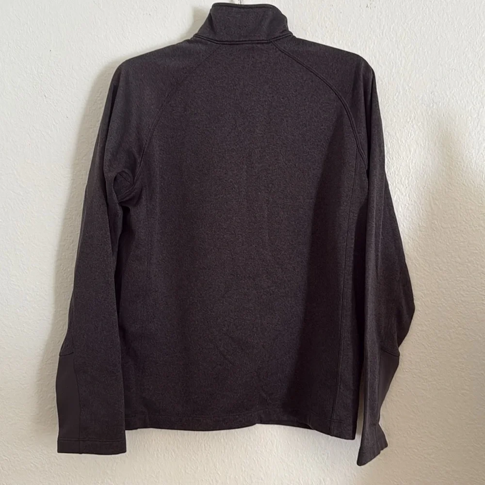 Mens The North Face Heathered Gray & Red Fleece Lined Quarter Zip Medium